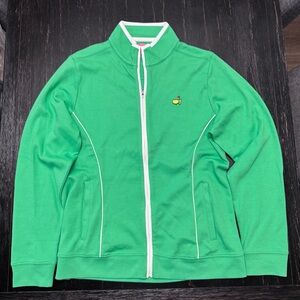 Masters Green Full‑Zip Jacket with Embroidered Golf Flag Logo